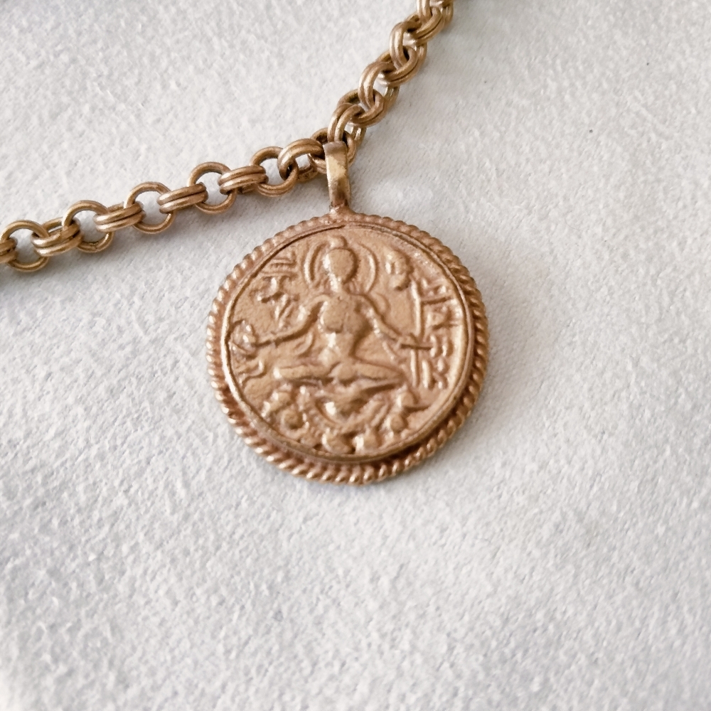 Julie Vos Dual Layered 24k Gold Plated Gold Medallion and Smokey Quartz Necklace - Picture 9 of 11